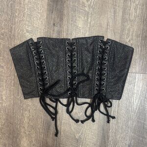 Sparkling Black Lace-Up Corset Top